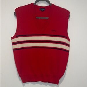 Vintage V Neck Vest Red Beige Blue EUC Vintage Condition